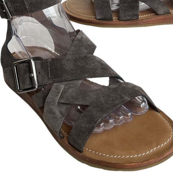 Trask Women’s 9 Roxanne Sandals Gray Oiled Suede Strappy Gladiator Ankle Strap - Picture 3 of 12